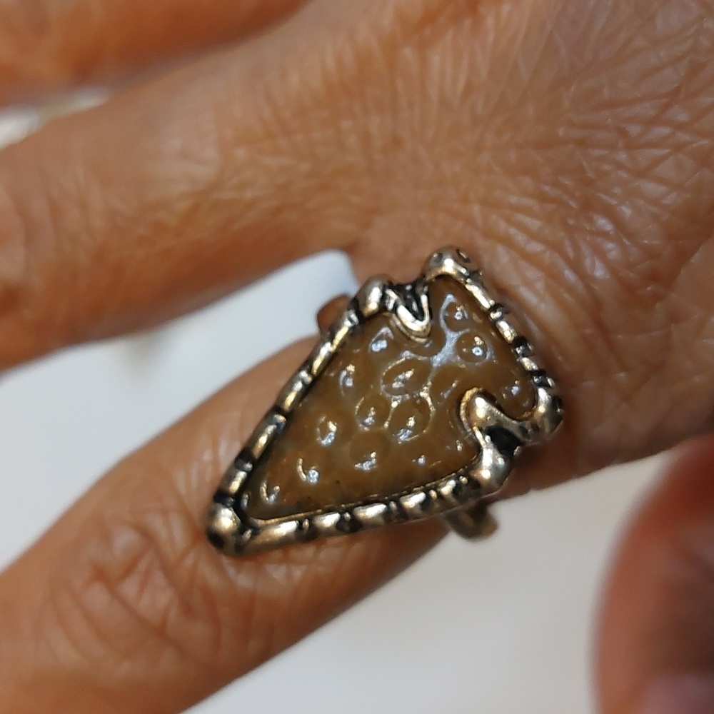 Spearhead Arrowhead Statement Ring Dented Texture… - image 1